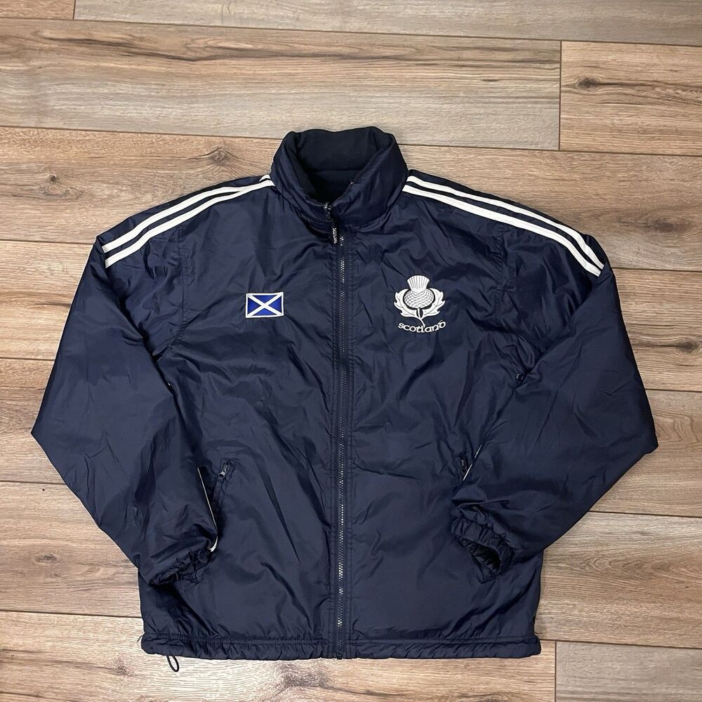 Rugby Nations Scotland Reversible Zip Up Fleece Jacket Windbreaker Soccer Size M